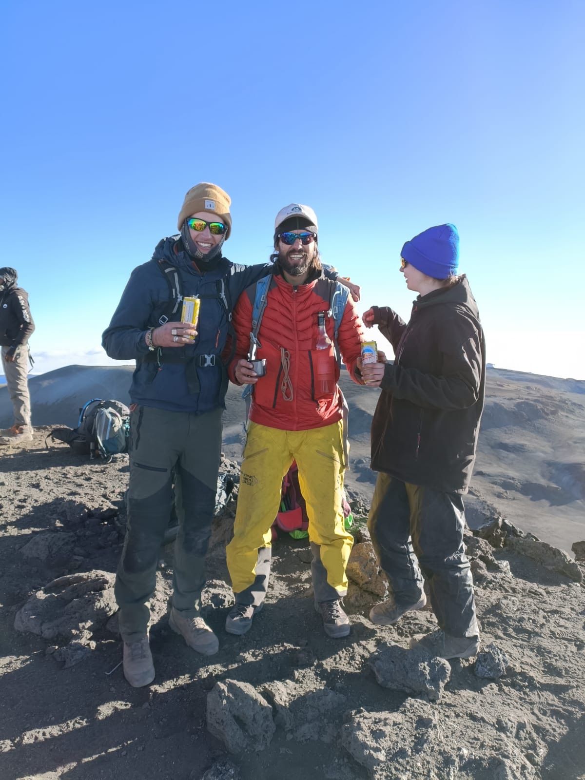Climbers celebrating on the summit