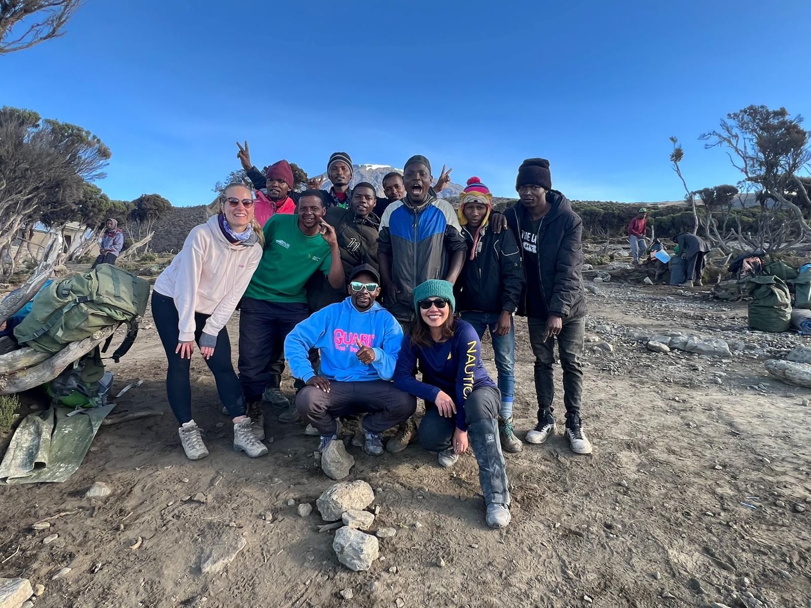 Climbers and the crew together at camp